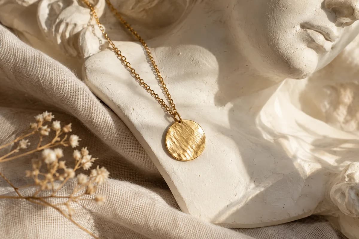 Pendentif et chaîne en métal doré — illustration du métier