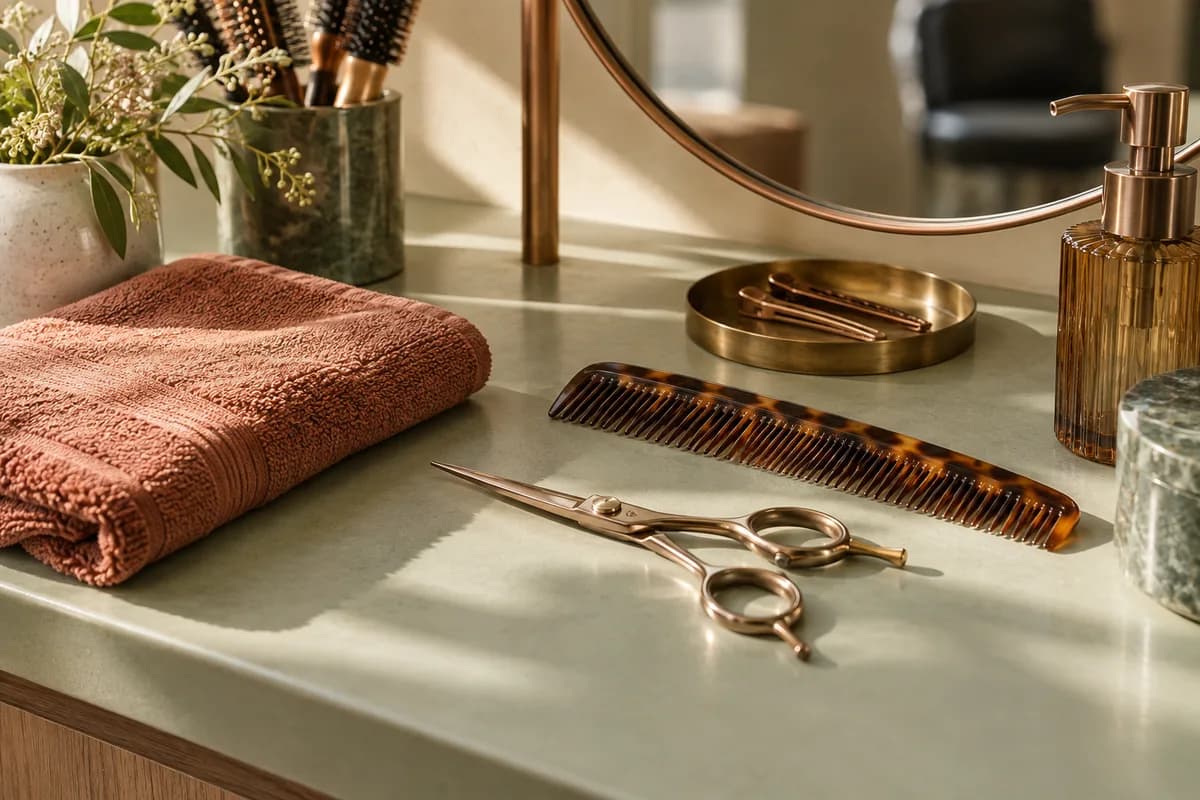Ciseaux et accessoires de coiffure — illustration du métier